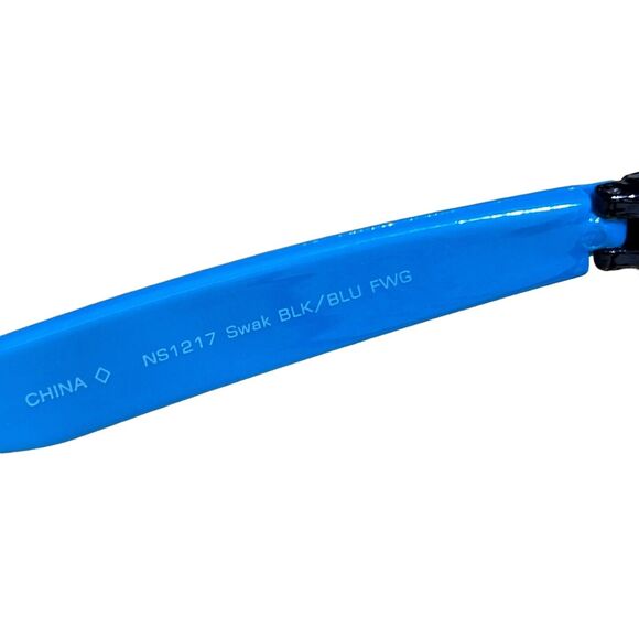 FGX (Foster Grant) Sunglasses Black Frame Blue Arms 100% UVA UVB Protection - Picture 9 of 9